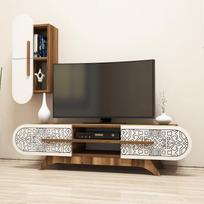 Kalune Design TV vienetas Defne - Walnut, Kreminis