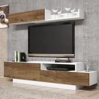 Kalune Design TV vienetas Elda - Baltas, Walnut