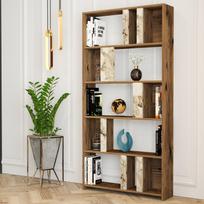 Kalune Design Knygų lentynas Lima - Walnut, Baltas Marble
