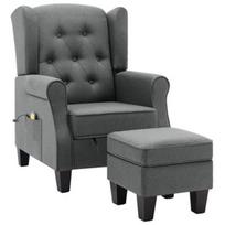 Fotelis VLX Massage With Footrest 320161, šviesiai pilka, 78 cm x 68 cm x 94 cm
