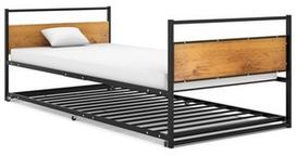Lova VLX Pull-out Bed Frame, juoda, 208x94 cm, su čiužiniu, su grotelėmis