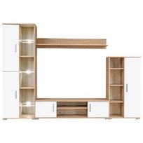 Svetainės baldų komplektas VLX Wall Unit With LED Lights 246030, vidaus, baltas/smėlio