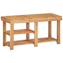 Suoliukas su batų lentyna VLX Solid Acacia Wood, rudas, 900 mm x 320 mm x 460 mm