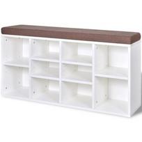 Suoliukas VLX Shoe Storage Bench 10, rudas/baltas, 1030 mm x 300 mm x 480 mm