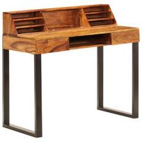 Stalas VLX Solid Sheesham Wood and Steel, rudas/juodas