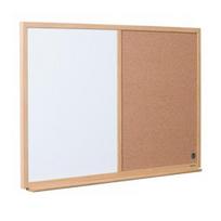 kamstine lenta - Baltoji magnetinė ir kamštinė lenta BI-OFFICE EARTH Combo 90x60, ąžuolo rėmas - 1 nuotrauka