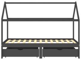 Vaikiška lova VLX Solid Pinewood 322144, tamsiai pilka, 200x90 cm