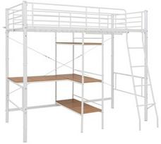 Dviaukštė lova VLX Metal 287906, ruda/balta, 210x97.5 cm