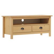 TV staliukas VLX Solid Pine Wood Hill Range, rudas, 1100 mm x 400 mm x 470 mm