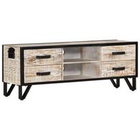 TV staliukas VLX Solid Acacia Wood 330081, rudas/juodas, 1100 mm x 300 mm x 410 mm