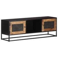 TV staliukas VLX Rough Mango Wood 323148, juodas, 1200 mm x 300 mm x 400 mm