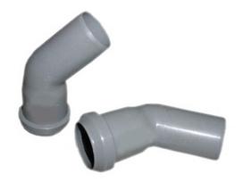 vidaus kanalizacijos - Alkūnė Wavin Optima Elbow Pipe Grey 45° 40mm - 1 nuotrauka