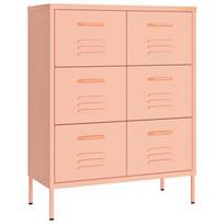 Komoda VLX Drawer Cabinet, rožinė, 80 x 35 x 101.5 cm