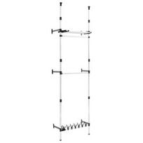 Spinta VLX Telescopic Wardrobe System With Rods And Shelf, sidabro/juoda, 110 cm x 28 cm x 300 cm