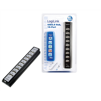 usb hub white - Logilink USB Hub 10-Port USB 2.0 with power adapter Black - 3 nuotrauka