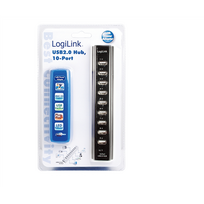 usb hub white - Logilink USB Hub 10-Port USB 2.0 with power adapter Black - 4 nuotrauka