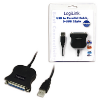 d sub kabelis - Logilink USB 2.0 Adapter To Paralel DB25 1.8m Black - 1 nuotrauka
