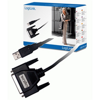 d sub kabelis - Logilink USB 2.0 Adapter To Paralel DB25 1.8m Black - 2 nuotrauka