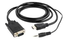 d sub kabelis - Gembird Cable HDMI / VGA / 3.5mm Black 1.8m - 2 nuotrauka