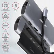 Axagon HMC-6M2 SUPERSPEED USB-C COMBO 6IN1 HUBMultiport USB 3.2 Gen 1 hub. SATA M.2, HDMI, Gigabit LAN and Power Delivery. Cable USB-C 18 cm.