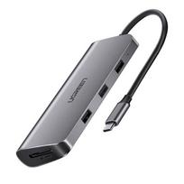 UGREEN 8in1 Adapter USB-C to HDMI 4K, 3x USB 3.0, Type-C, RJ45, SD, Micro SD (gray)