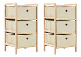Lentyna VLX Storage Racks With 3 Fabric Baskets 276231, smėlio, 26 cm x 32 cm x 26.6 cm
