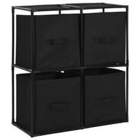 Lentyna VLX Storage Cabinet With 4 Fabric Baskets 282462, juoda, 30 cm x 63 cm x 71 cm