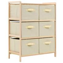 Lentyna VLX Storage Rack with 6 Fabric 246439, smėlio, 28 cm x 59 cm x 75 cm