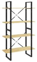 Lentyna VLX 4-Tier Book Cabinet 806462, juoda/medžio, 80 cm x 30 cm x 140 cm