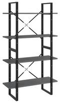 Lentyna VLX 4-Tier Book Cabinet 806464, juoda/pilka, 80 cm x 30 cm x 140 cm