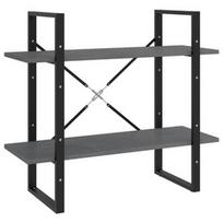 Lentyna VLX 2-Tier Book Cabinet 806454, juoda/pilka, 80 cm x 30 cm x 70 cm