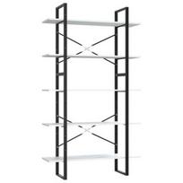 Spintelė VLX 5-Tier Book Cabinet, balta/juoda, 100 cm x 30 cm x 175 cm