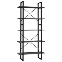 Spintelė VLX 5-Tier Book Cabinet, juoda/pilka, 80 cm x 30 cm x 175 cm