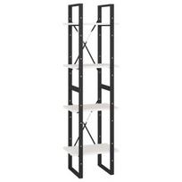 Lentyna VLX 4-Tier Cabinet, balta/juoda, 140 cm x 30 cm x 140 cm