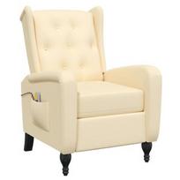 Fotelis VLX Massage 329361, kreminės spalvos, 90 cm x 66 cm x 98 cm