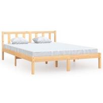 Lova VLX Solid Pinewood 810077, ruda, 205.5x125.5 cm, su grotelėmis