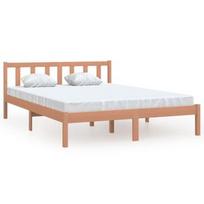 Lova VLX Solid Pinewood 810055, ruda, 195.5x125.5 cm, su grotelėmis