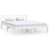 Lova VLX Solid Pinewood 810078, balta, 205.5x125.5 cm, su grotelėmis