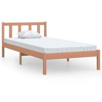 Lova VLX Solid Pinewood 810050, ruda, 195.5x95.5 cm, su grotelėmis