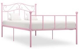 Lova VLX Metal 284538, rožinė, 208x107.5 cm, su grotelėmis
