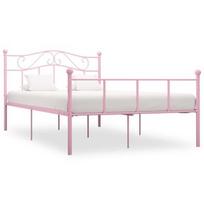 Lova VLX Metal 284539, rožinė, 208x127.5 cm, su grotelėmis