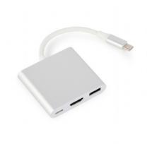 usb c hdmi adapteris - Laidas Gembird A-CM-HDMIF-02-SV USB Type-C Multi-Adapter Silver - 1 nuotrauka