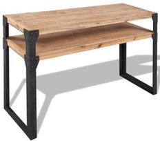 Konsolinis staliukas VLX Solid Acacia Wood 243915, rudas/juodas, 1200 mm x 400 mm x 850 mm