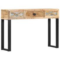 Konsolinis staliukas VLX Solid Mango Wood, rudas/juodas, 1100 mm x 300 mm x 760 mm