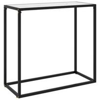Konsolinis staliukas VLX Tempered Glass 322809, baltas/juodas, 800 mm x 350 mm x 750 mm