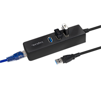 usb ethernet adapteris - LogiLink USB 3.0 to Gigabit Adapter with 3-Port USB Hub - 5 nuotrauka