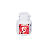 Vitaminas C 200 mg tabletės, braškių skonio N50