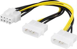 DELTACO adapter cable, 2xMolex 4-pin to 8-pin PCI-Express, 30cmAmerican Wire Gauge (AWG)    18Contac