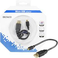 DELTACO USB 2.0 "micro B-AF" OTG, 0.2m, juodas / USB-73-K