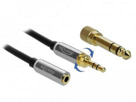 3.5 mm to 3.5 mm kabelis - DELOCK Stereo Jack Extension Cable 3.5 mm 3 pin male to female with 6.35 mm screw adapter 1 m - 2 nuotrauka